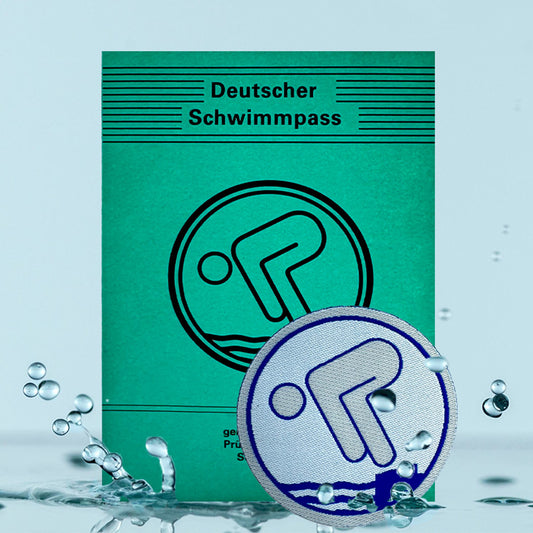 Deutsches Schwimmabzeichen Silber (Aufbügler) mit Pass