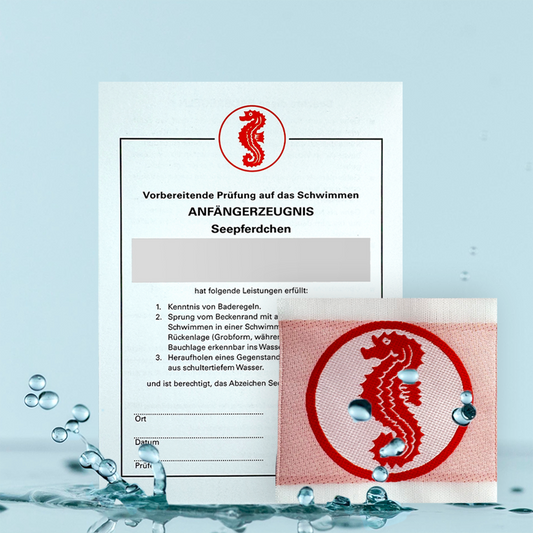 Frühschwimmer Seepferdchen (Urkunde und Aufnäher)