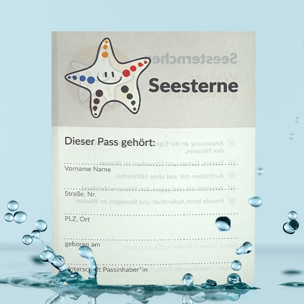 Aufbügel-Stoffabzeichen Easy-on Blau + Ausweis Seesternchen