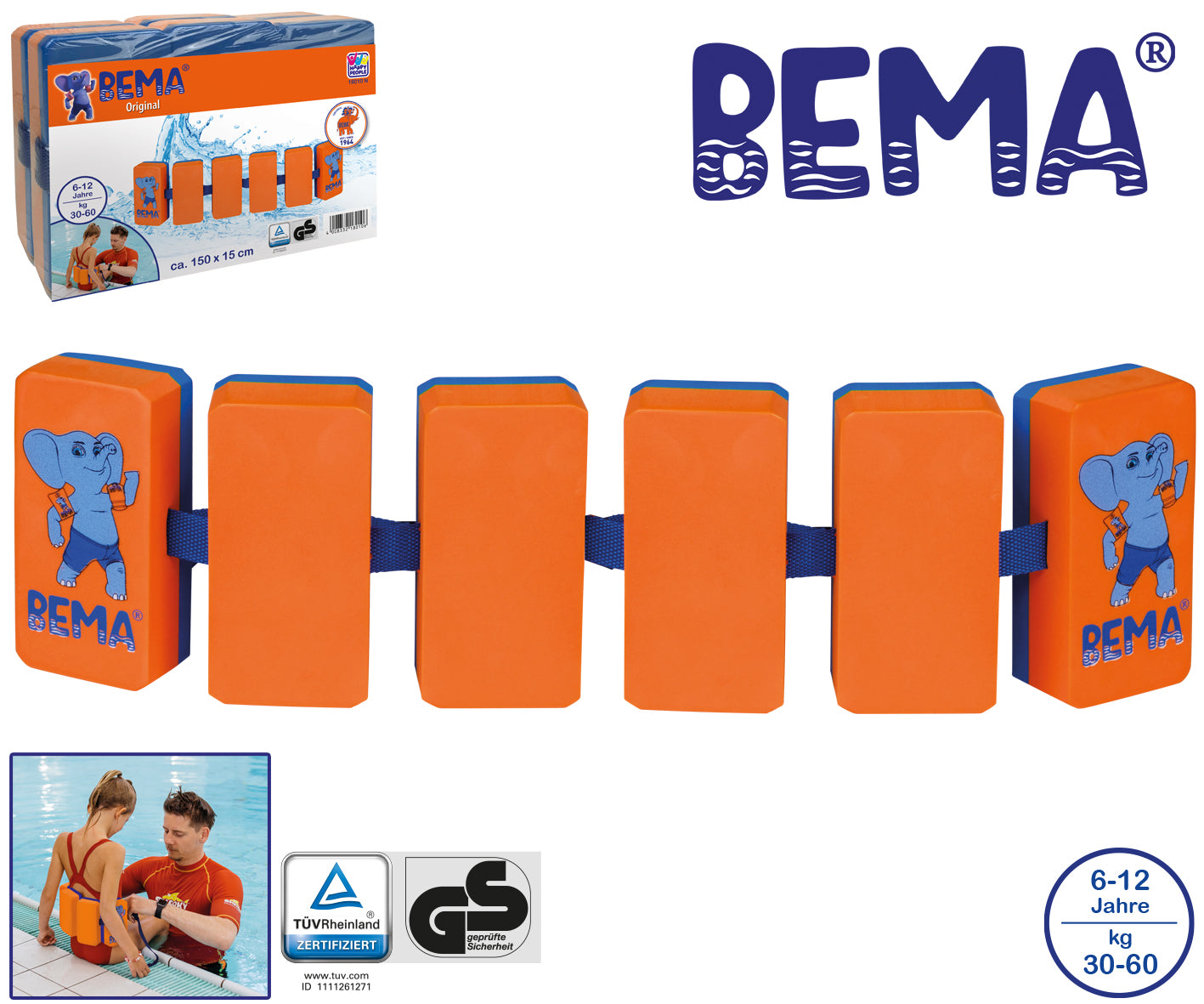 BEMA® Schwimmlernhilfe mit sechs Auftriebskörpern